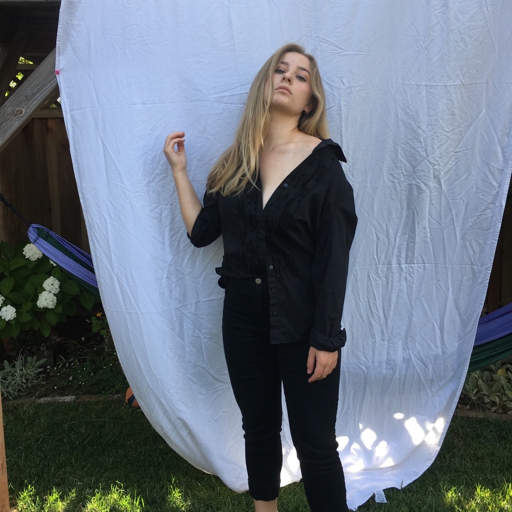 Black button up blouse
